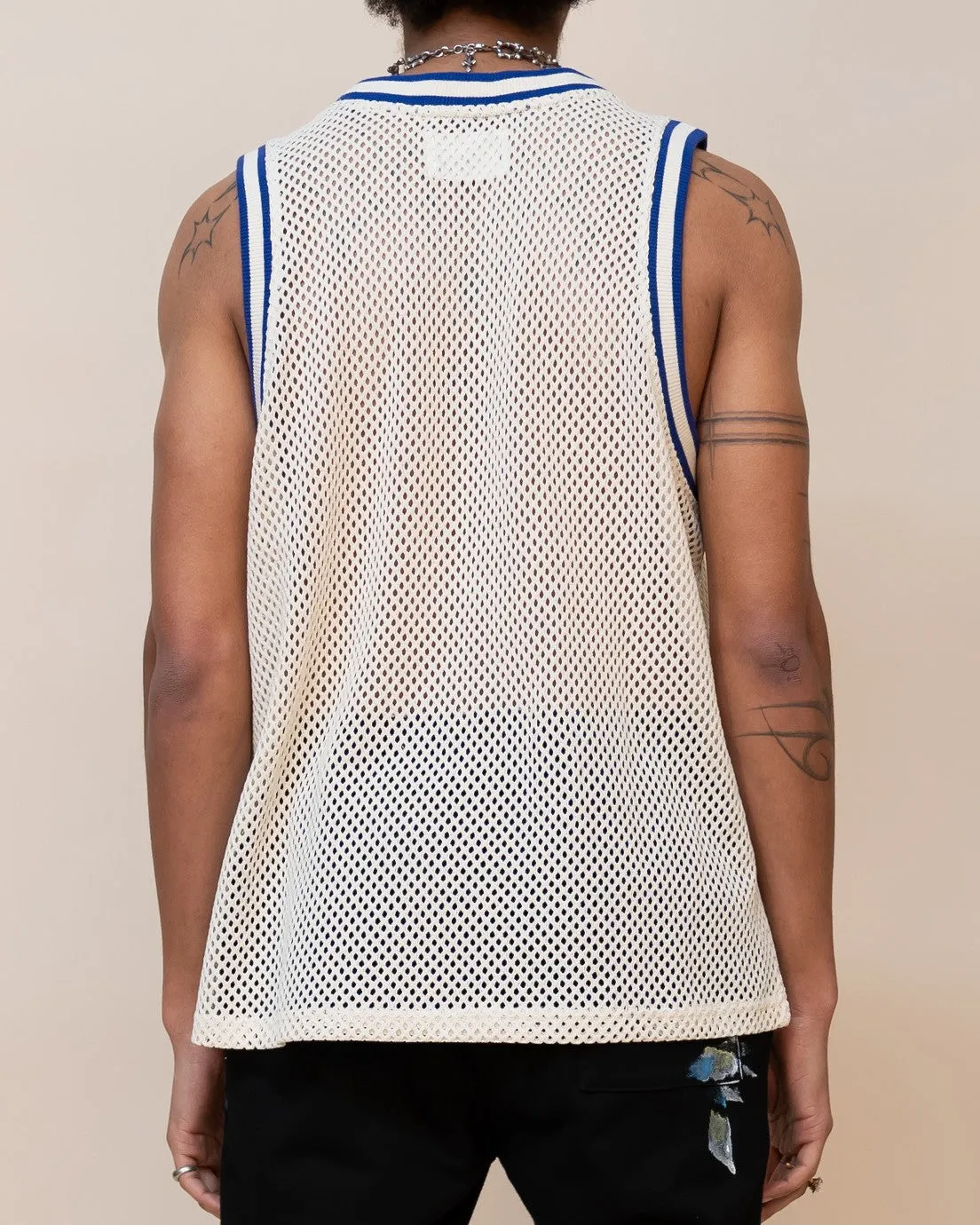 White Crochet Net Tank Top