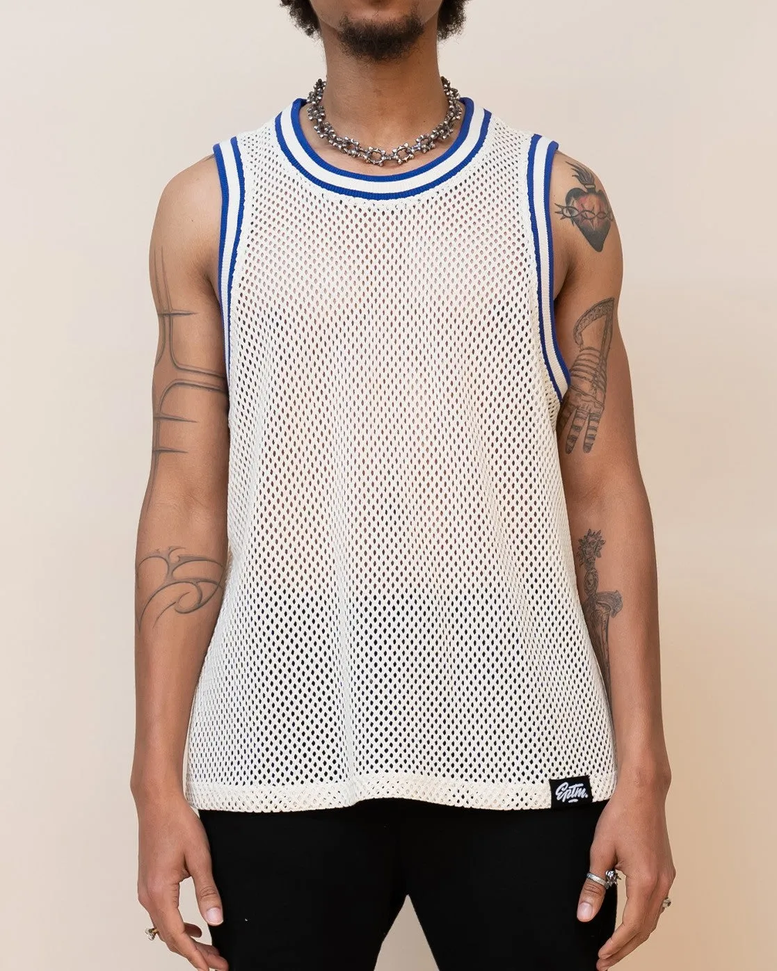 White Crochet Net Tank Top
