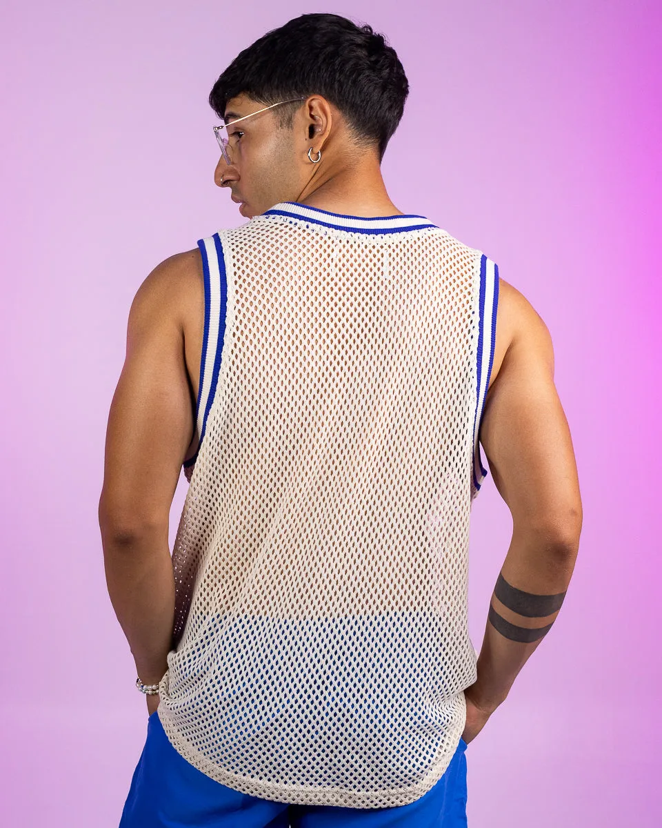 White Crochet Net Tank Top