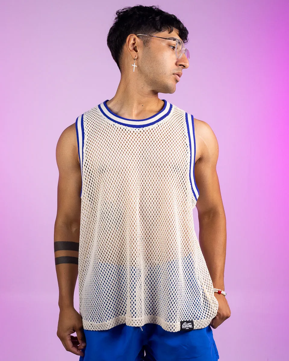 White Crochet Net Tank Top