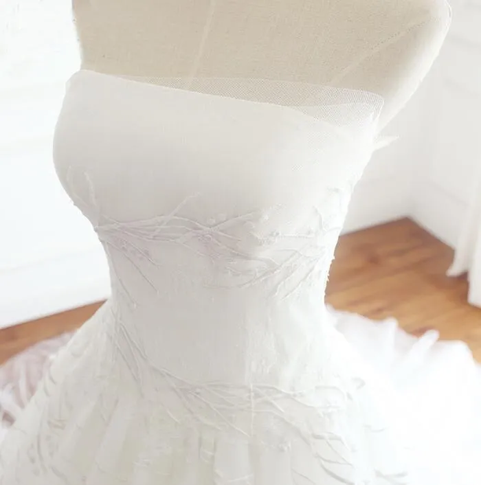White Long Handmade Popular Wedding Dresses, Elegant Lace Up Beautiful Bridal Gowns, WD0296