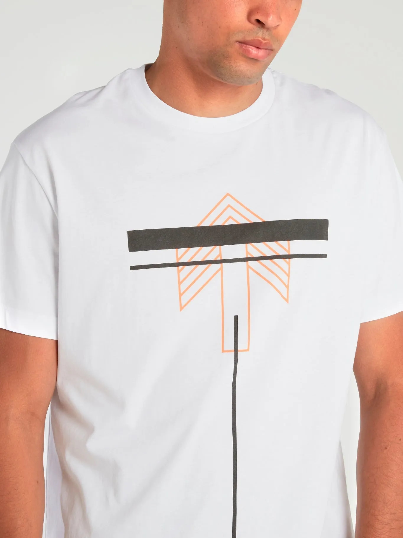 White Urban Chaos Geometric Print T-Shirt