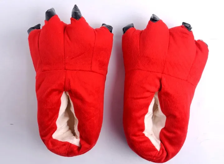 Winter Soft Warm Dinosaur Paw Funny Slippers for Men Women Kids Parent-child Home House Slipper Shoes Room Cotton Shoes
