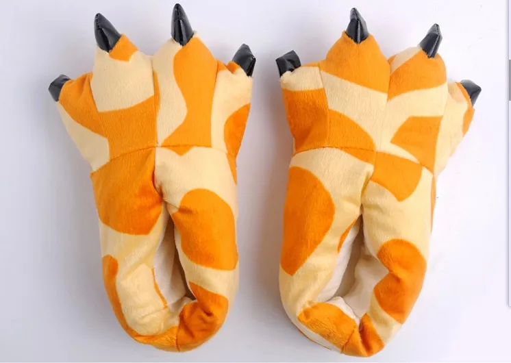 Winter Soft Warm Dinosaur Paw Funny Slippers for Men Women Kids Parent-child Home House Slipper Shoes Room Cotton Shoes