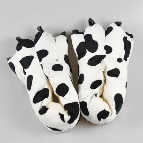 Winter Soft Warm Dinosaur Paw Funny Slippers for Men Women Kids Parent-child Home House Slipper Shoes Room Cotton Shoes