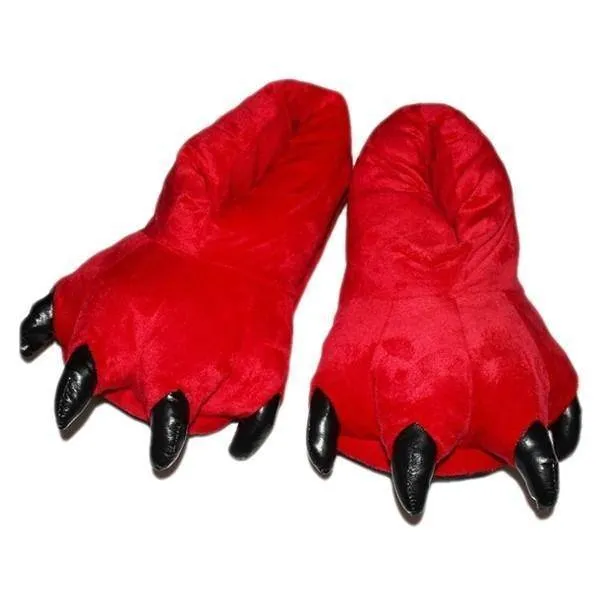 Winter Soft Warm Dinosaur Paw Funny Slippers for Men Women Kids Parent-child Home House Slipper Shoes Room Cotton Shoes