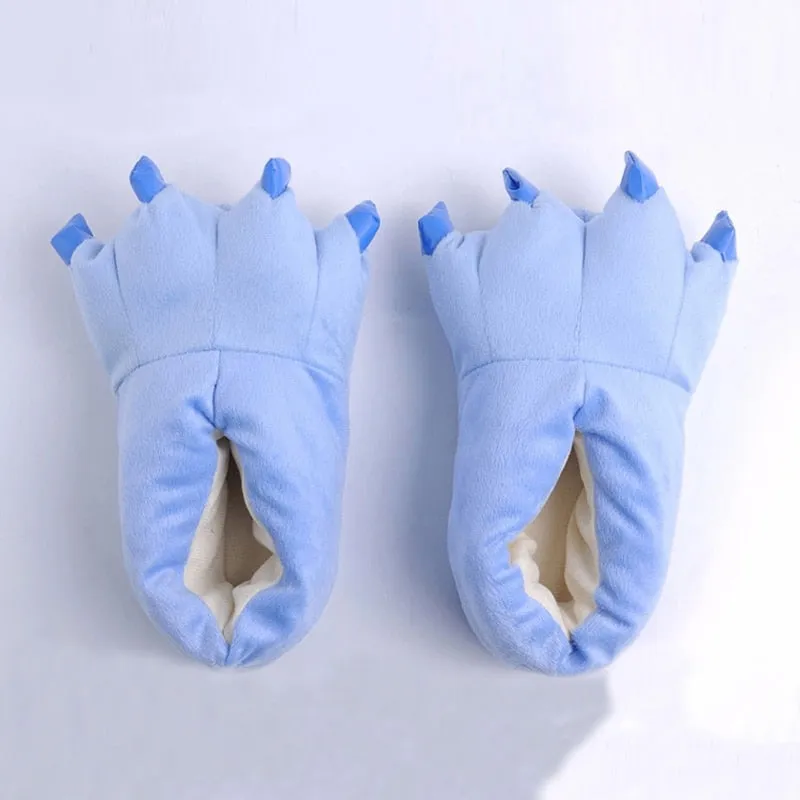 Winter Soft Warm Dinosaur Paw Funny Slippers for Men Women Kids Parent-child Home House Slipper Shoes Room Cotton Shoes