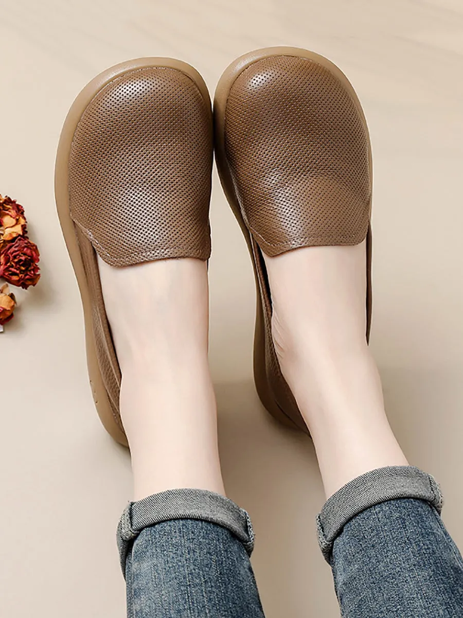 Women Casual Soft Genuine Leather Flat Shoes