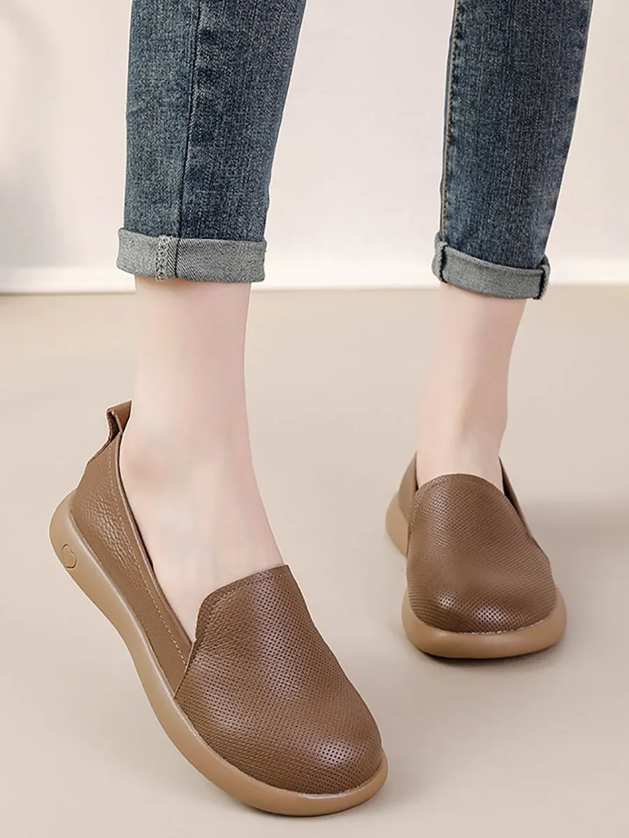 Women Casual Soft Genuine Leather Flat Shoes
