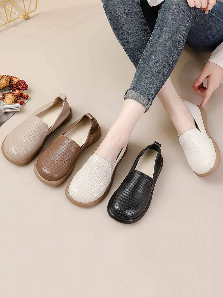 Women Casual Soft Genuine Leather Flat Shoes
