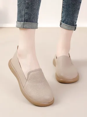 Women Casual Soft Genuine Leather Flat Shoes