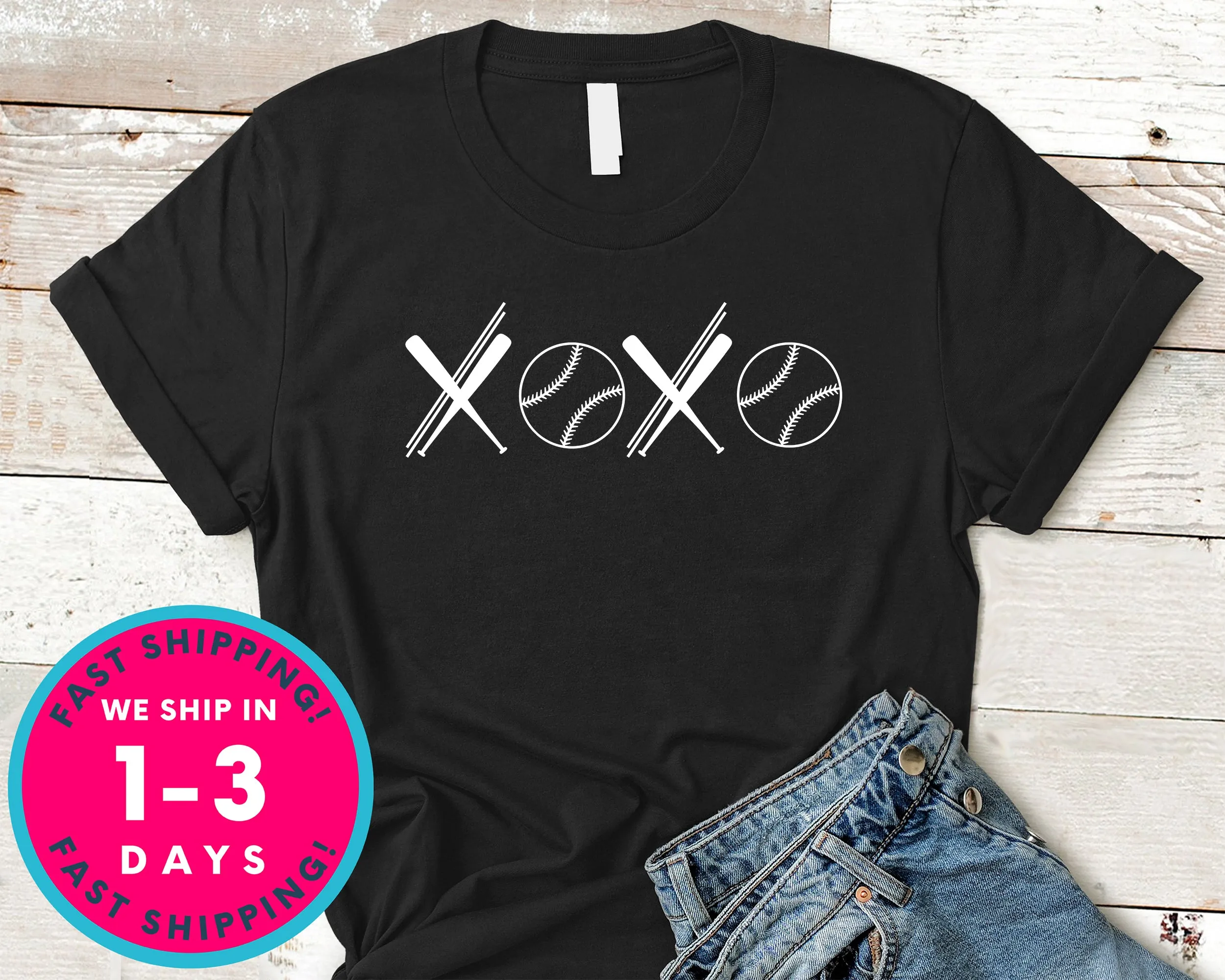 Women Xoxo Baseball Tee T-Shirt - Sports Shirt