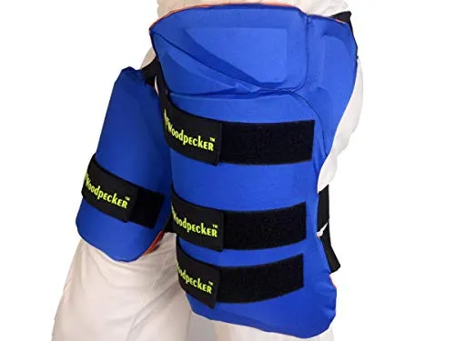 Woodpecker Thigh Guard for Cricket (Blue and Orange with 3 Straps)