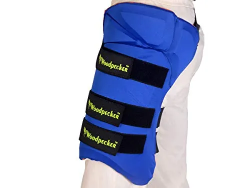 Woodpecker Thigh Guard for Cricket (Blue and Orange with 3 Straps)
