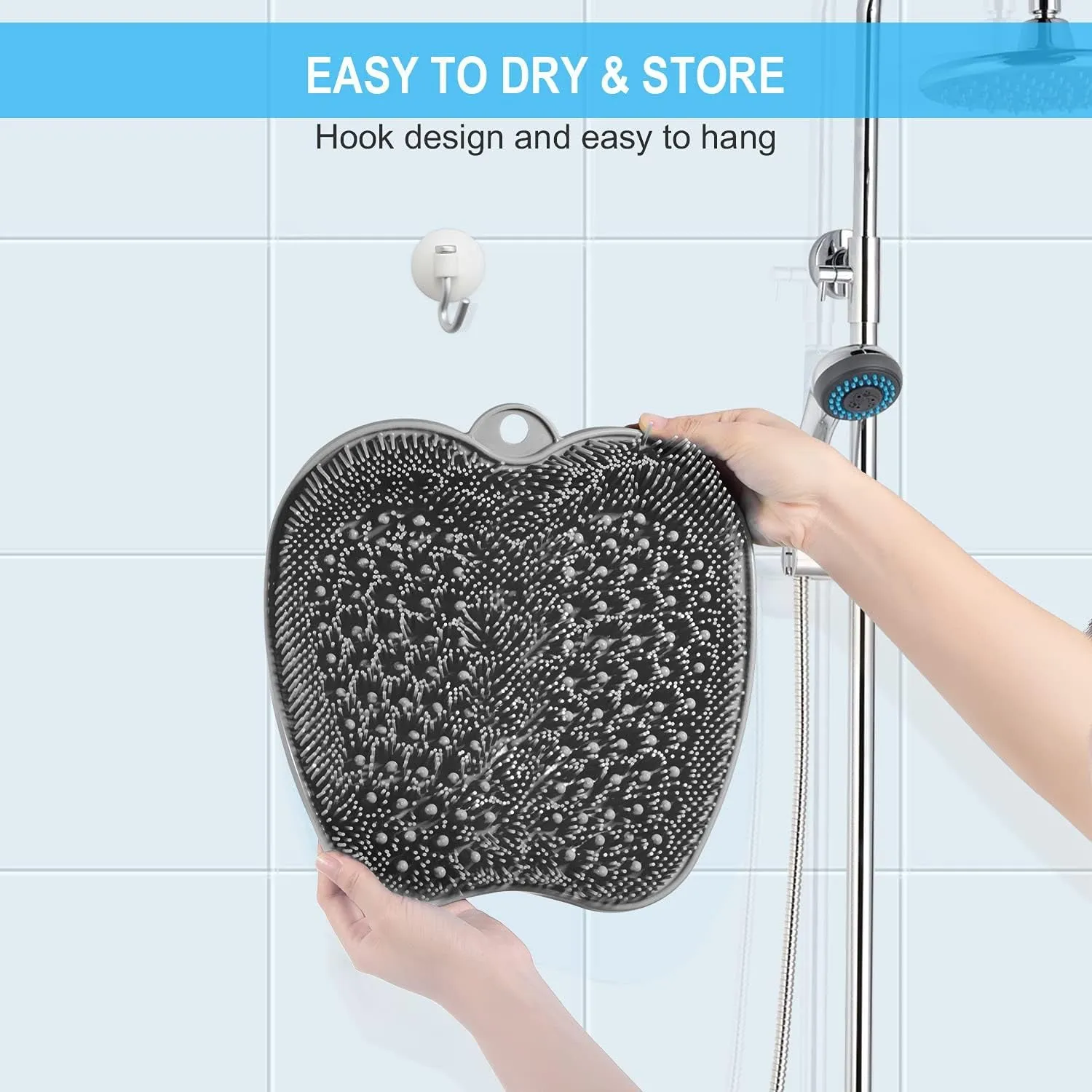 XL Large Foot Scrubber Mat for Use in Shower - Shower Foot Cleaner to Eliminate Calluses Dead Skin, Foot Massager Mat for Men & Women to Soothe Achy Feet, Non Slip Suction Cups