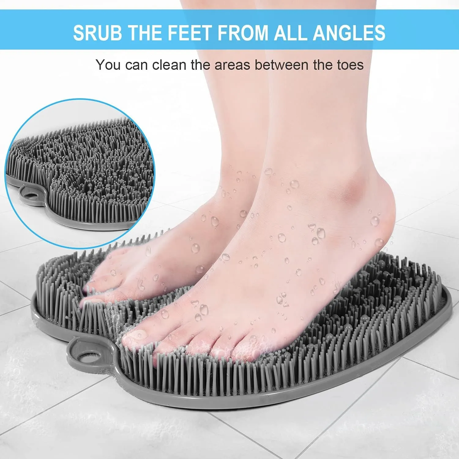 XL Large Foot Scrubber Mat for Use in Shower - Shower Foot Cleaner to Eliminate Calluses Dead Skin, Foot Massager Mat for Men & Women to Soothe Achy Feet, Non Slip Suction Cups