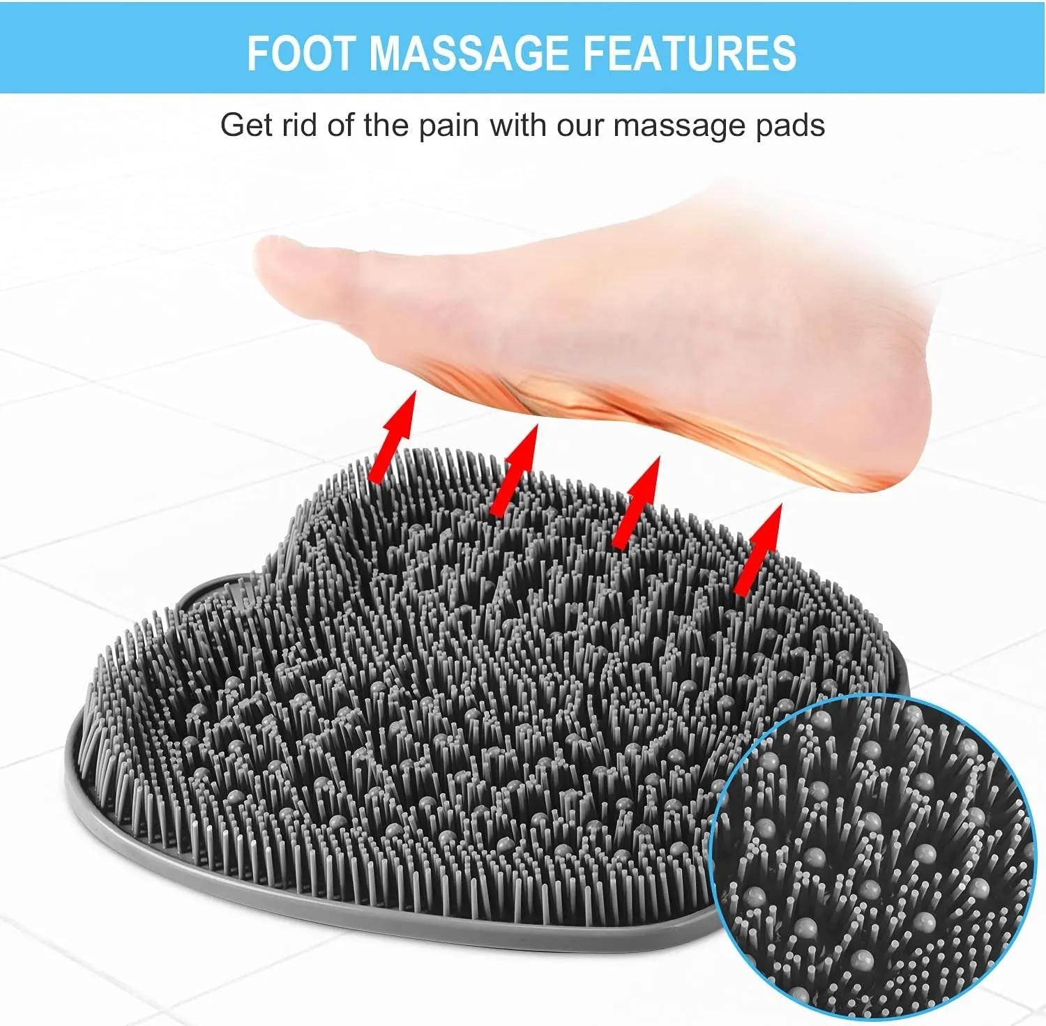 XL Large Foot Scrubber Mat for Use in Shower - Shower Foot Cleaner to Eliminate Calluses Dead Skin, Foot Massager Mat for Men & Women to Soothe Achy Feet, Non Slip Suction Cups