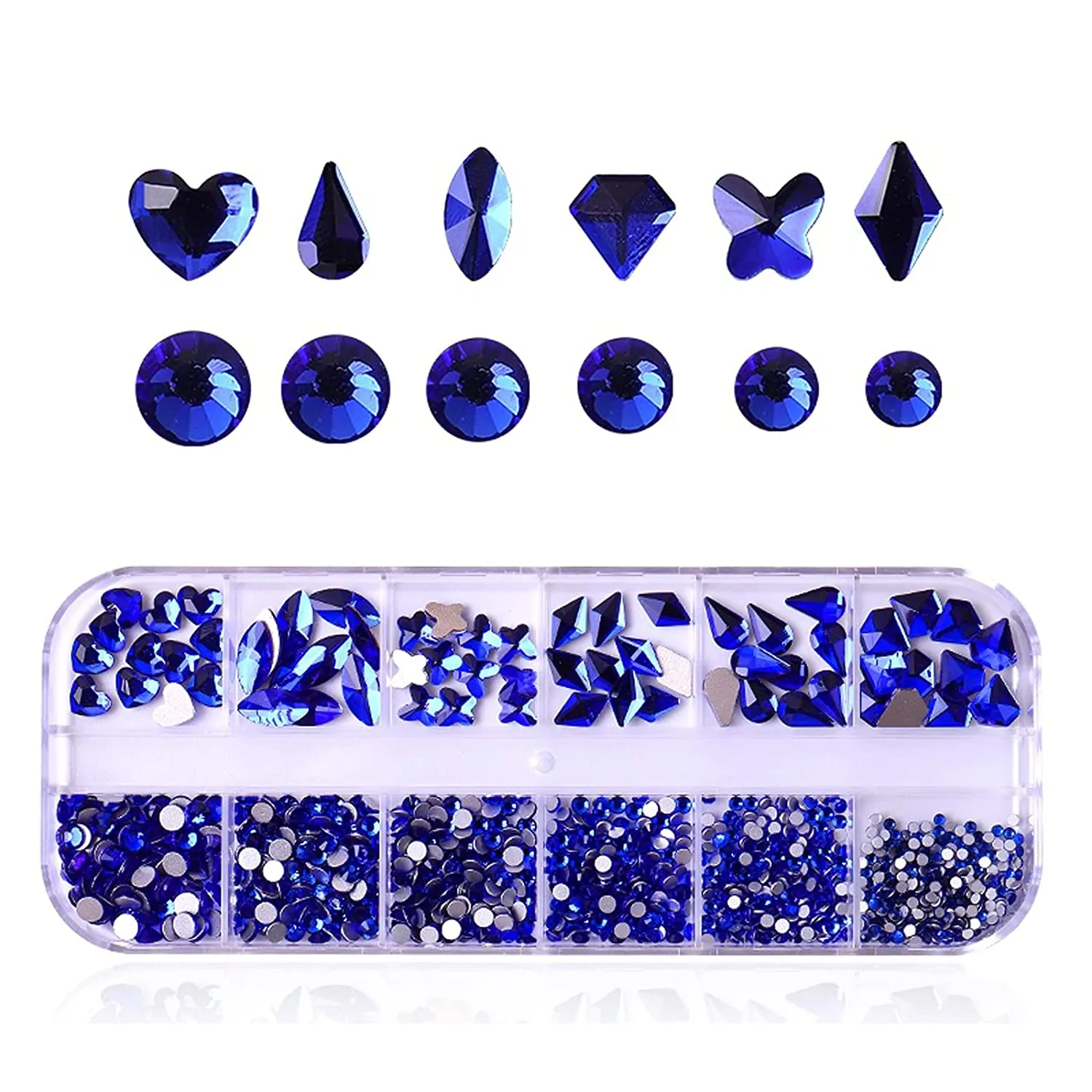 YOUMOO 800PCS Multi Shape Rhinestones, 3D Flat Back Rhinestones, Crystals Glass Gems Stones for DIY Nail Art Decoration Crafts Clothes Shoes Jewelry (Crystal)