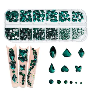 YOUMOO 800PCS Multi Shape Rhinestones, 3D Flat Back Rhinestones, Crystals Glass Gems Stones for DIY Nail Art Decoration Crafts Clothes Shoes Jewelry (Crystal)