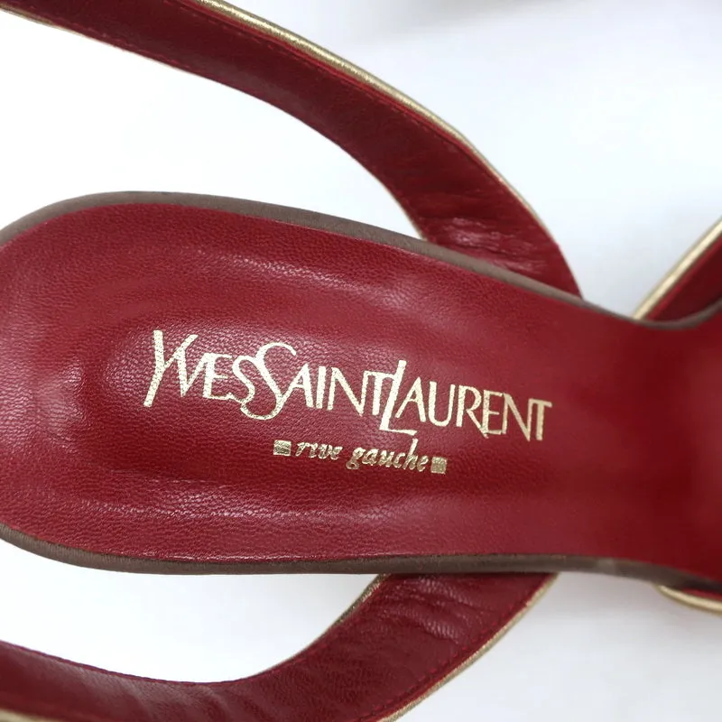 Yves Saint Laurent Opium Lotus Embroidered Pumps Mocha Satin Size 37