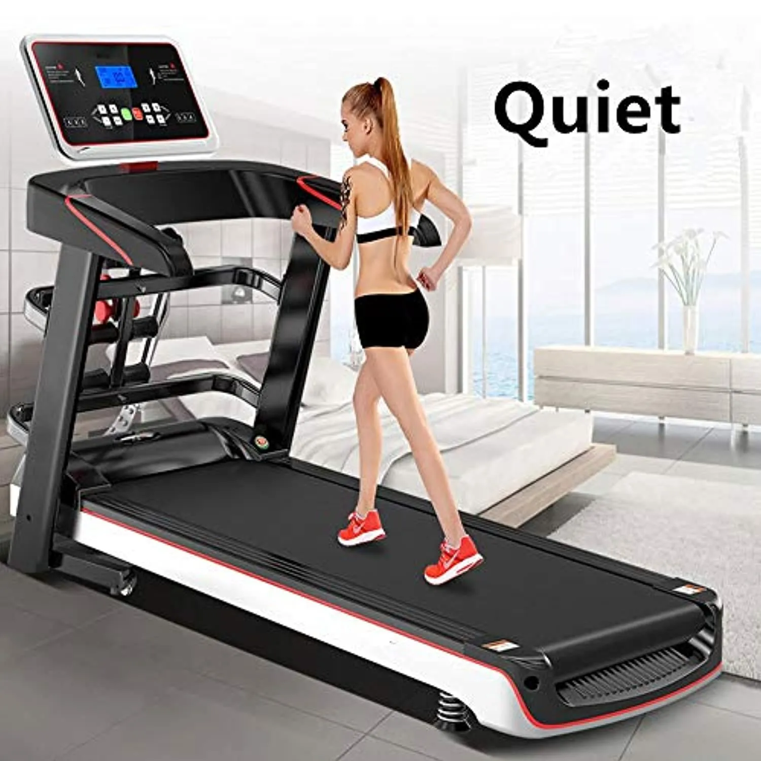 Zzfni Treadmill Household Electric Treadmill, Small LED Electronic Screen Folding Fitness Equipment, Multifunctional Mini Treadmill Foldable Treadmill