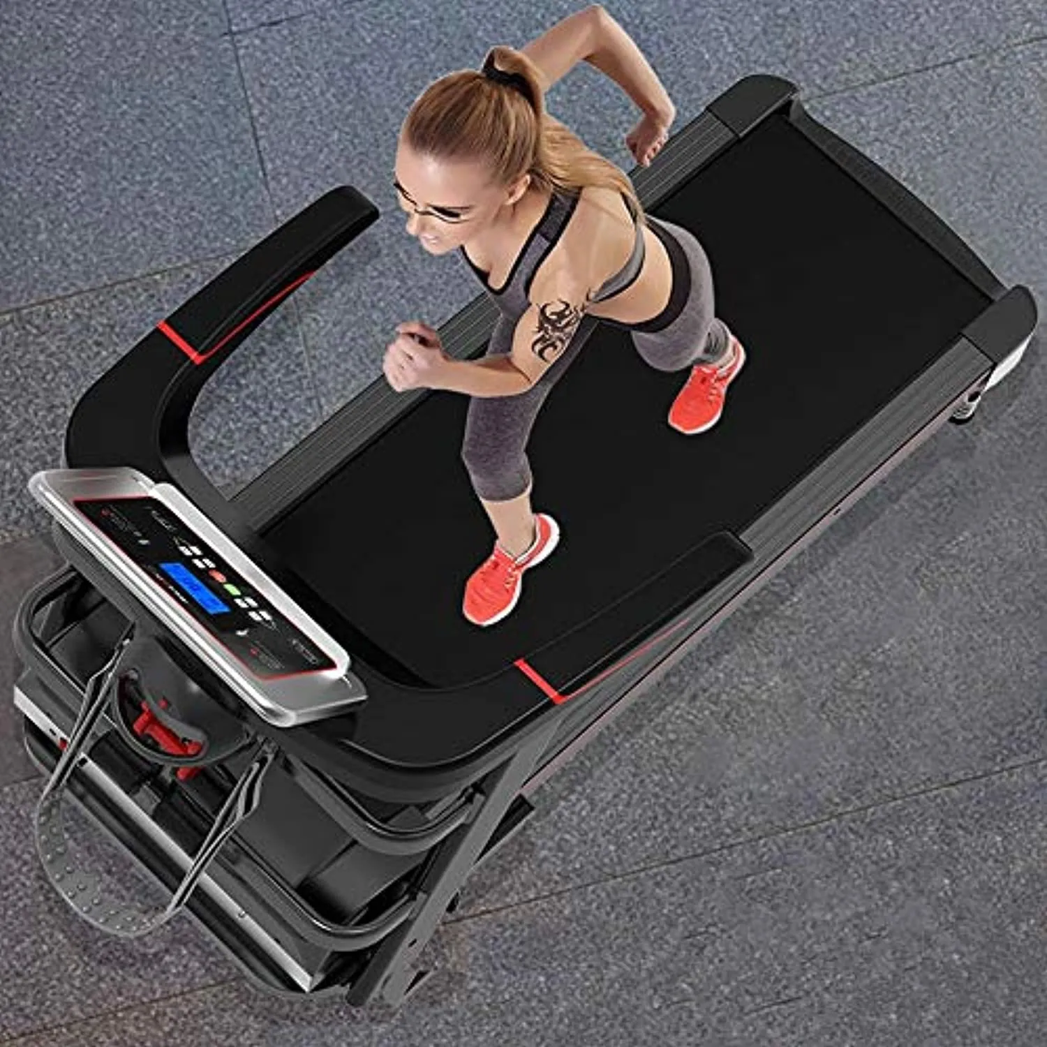 Zzfni Treadmill Household Electric Treadmill, Small LED Electronic Screen Folding Fitness Equipment, Multifunctional Mini Treadmill Foldable Treadmill