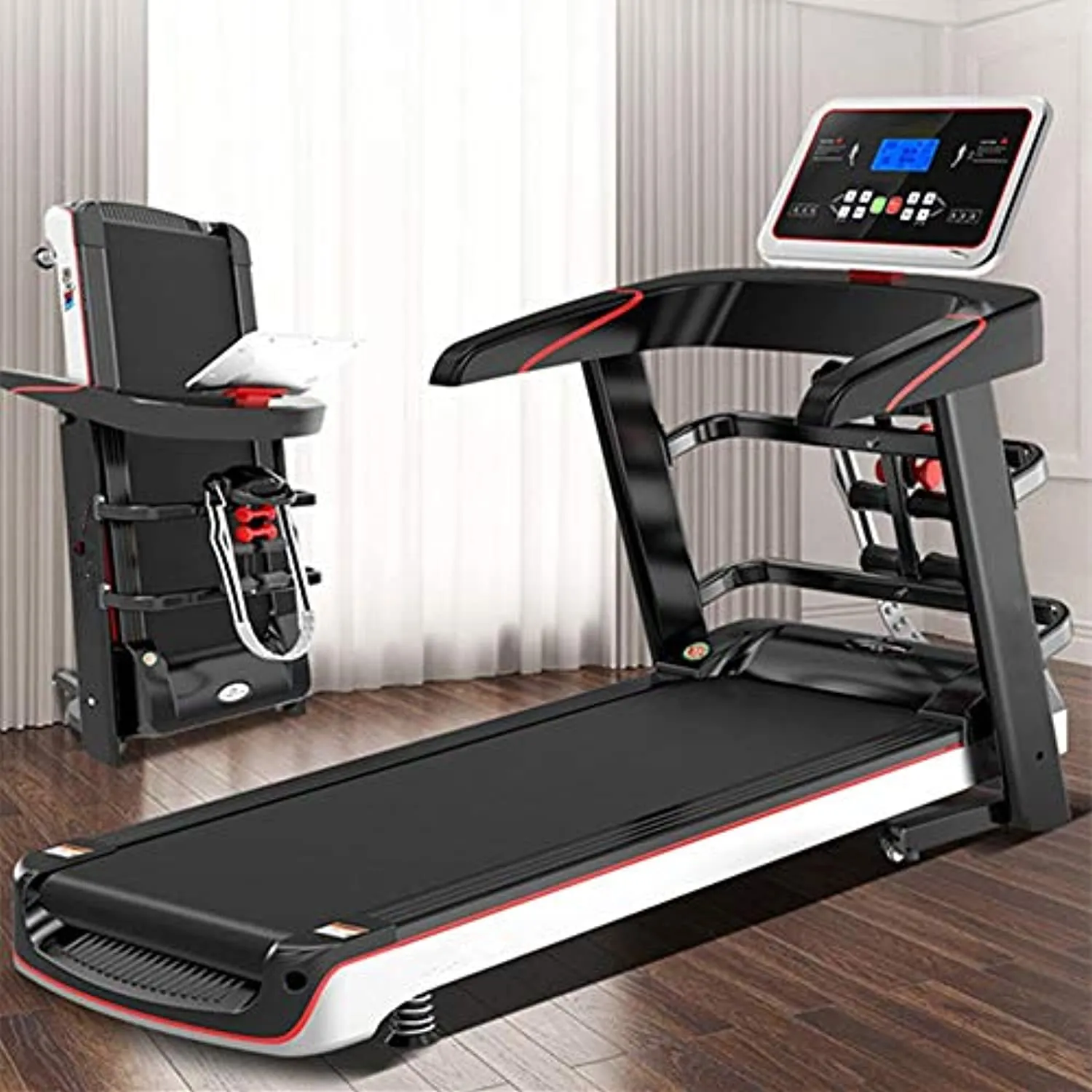 Zzfni Treadmill Household Electric Treadmill, Small LED Electronic Screen Folding Fitness Equipment, Multifunctional Mini Treadmill Foldable Treadmill